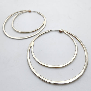 Crescent Moon Hoops Sterling Silver 60mm