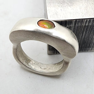 Silver Fire Agate Hueso Ring