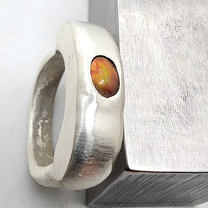 Silver Fire Agate Hueso Ring