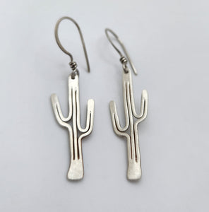 Mini Saguaro Cactus Earrings Sterling Silver