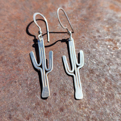 Mini Saguaro Cactus Earrings Sterling Silver