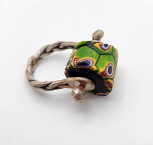 African Trade Bead Twine Ring